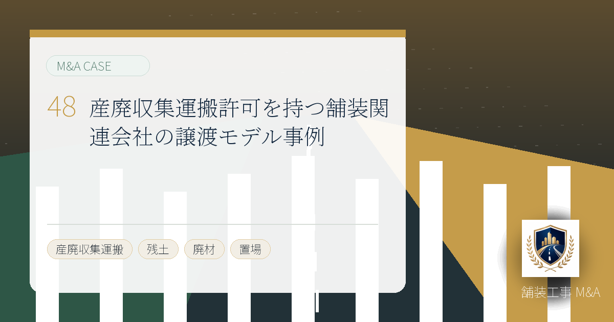 産廃収集運搬許可を持つ舗装関連会社の譲渡モデル事例のアイキャッチ画像