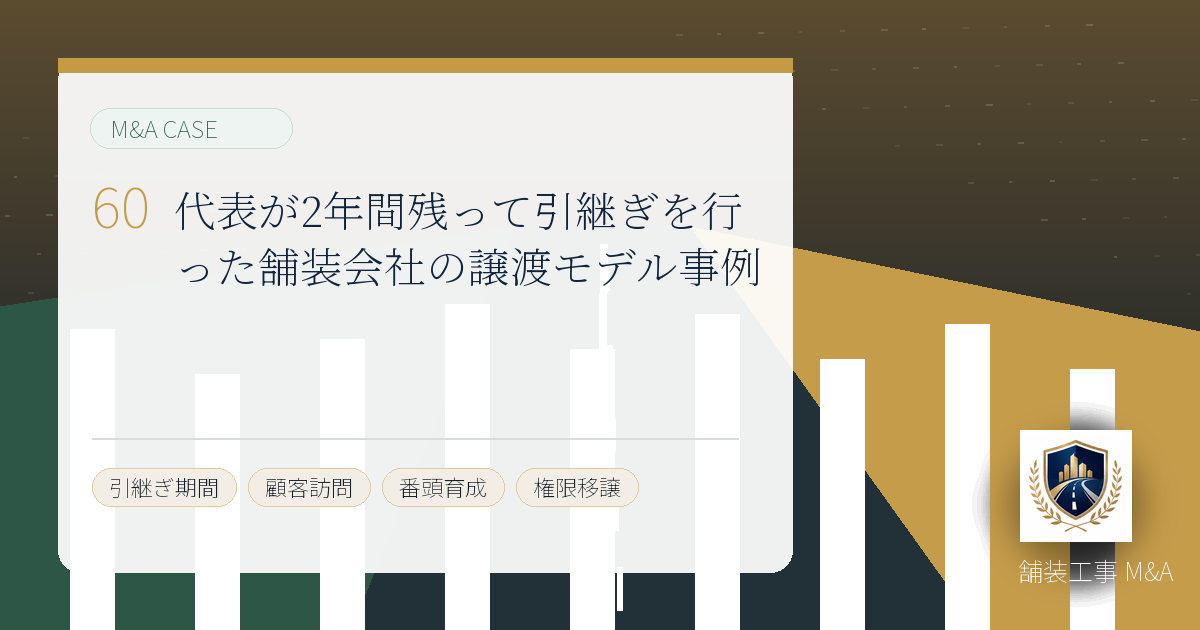 代表が2年間残って引継ぎを行った舗装会社の譲渡モデル事例のアイキャッチ画像