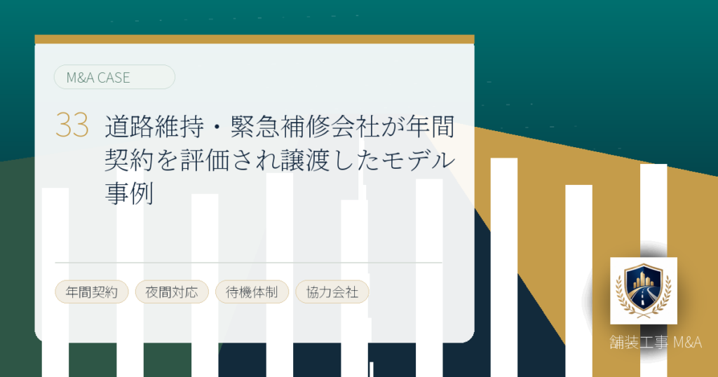 道路維持・緊急補修会社が年間契約を評価され譲渡したモデル事例のアイキャッチ画像