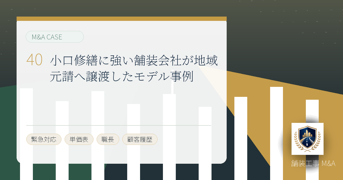 小口修繕に強い舗装会社が地域元請へ譲渡したモデル事例のアイキャッチ画像