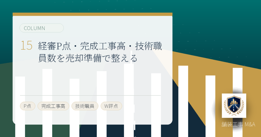 経審P点・完成工事高・技術職員数を売却準備で整えるのアイキャッチ画像