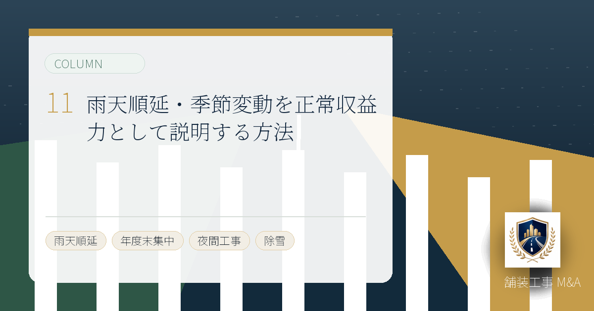 雨天順延・季節変動を正常収益力として説明する方法のアイキャッチ画像