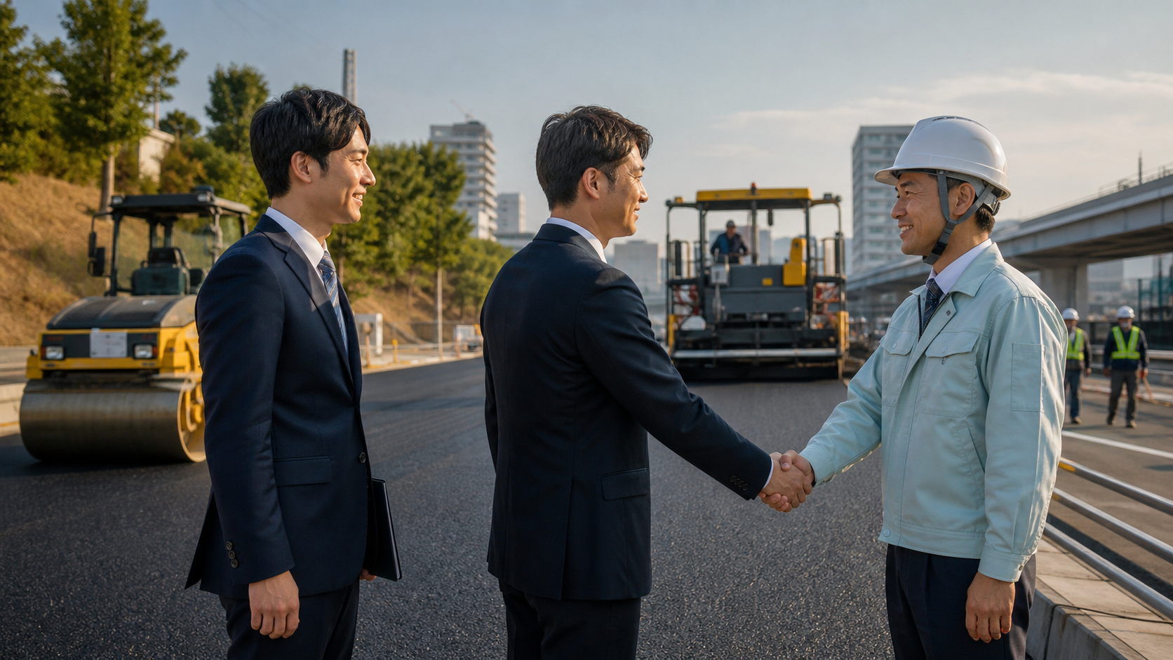 舗装工事会社の事業承継とM&Aを象徴する舗装現場のアイキャッチ画像